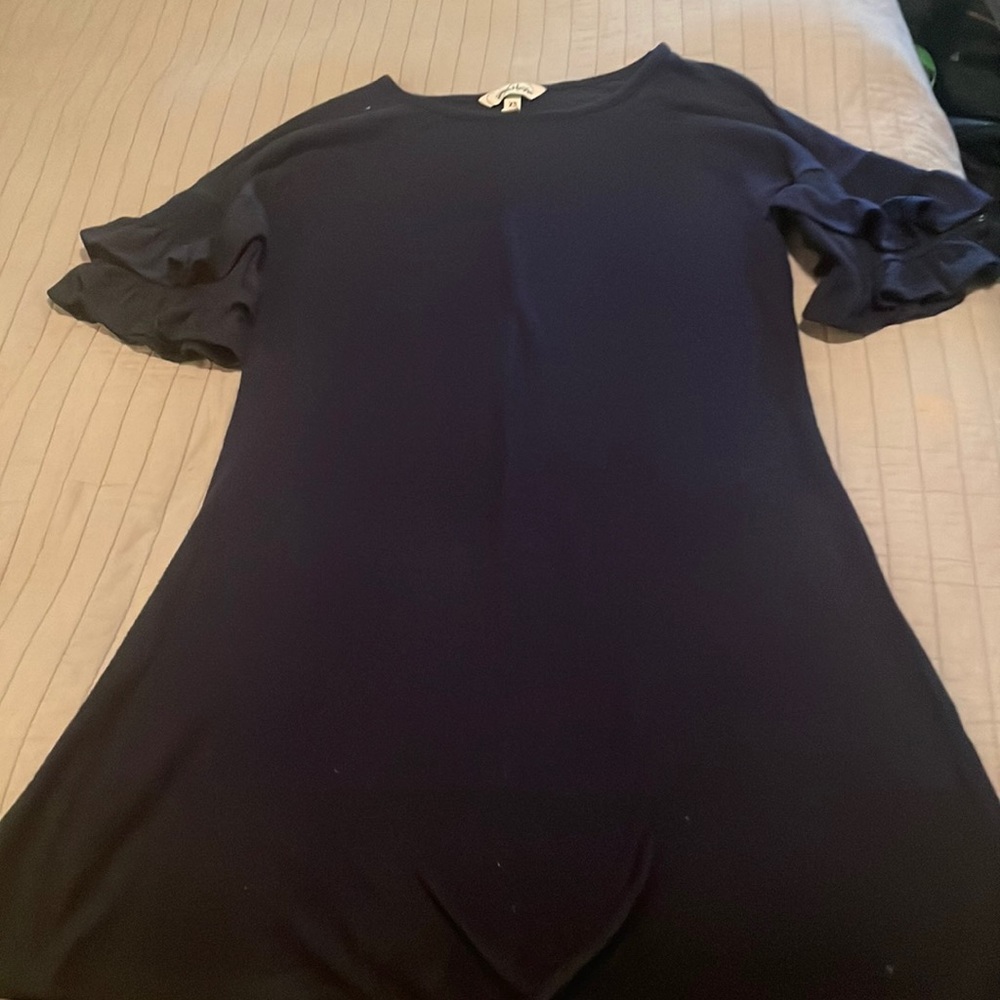 T-shirt material dress with ruffle sleeves